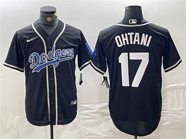 Brooklyn Dodgers #17 Shohei Ohtani Black Cool Base With Patch Stitched Jersey - Click Image to Close